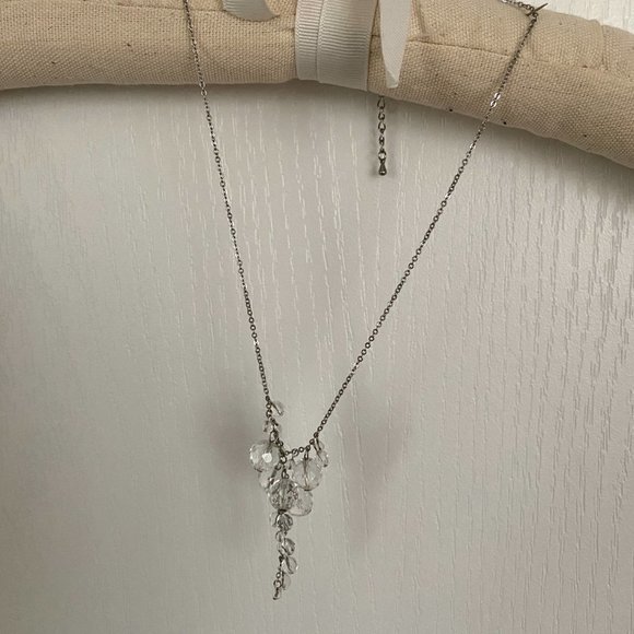 Vintage Silver Tone Necklace with Clear Transparent Beads - Picture 4 of 9